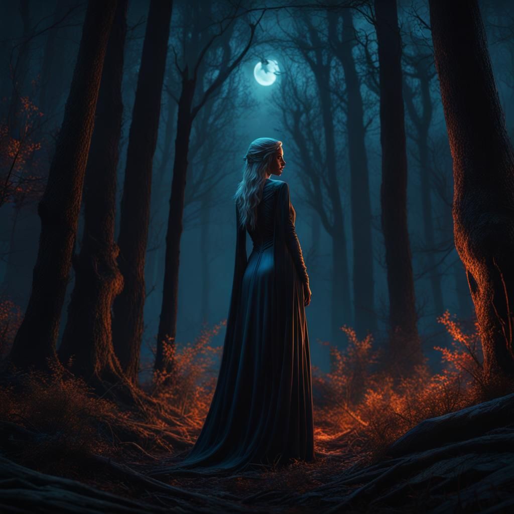 Banshee in Creepy Forest with Dramatic Lighting