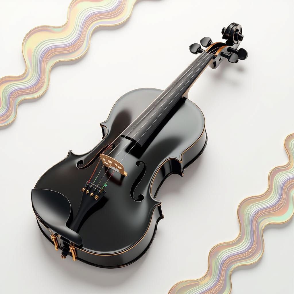 Sleek Black and Gold Violin Illustration