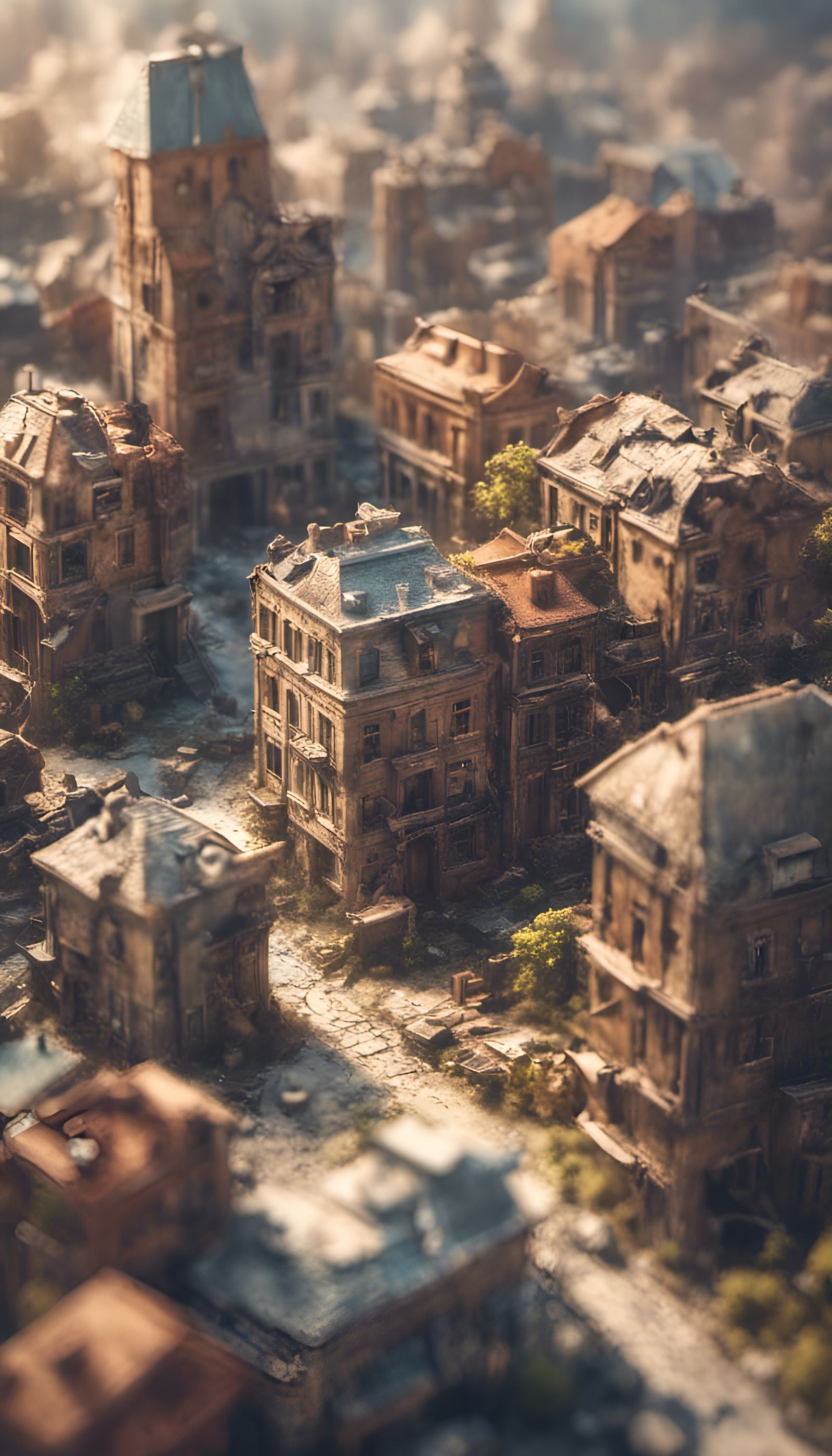 Abandoned Micro City Art in Burtonesque Style