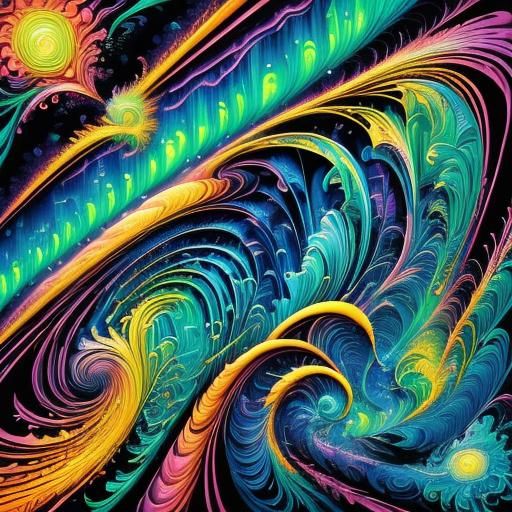 Bioluminescent Impasto Painting with Abstract Fractals