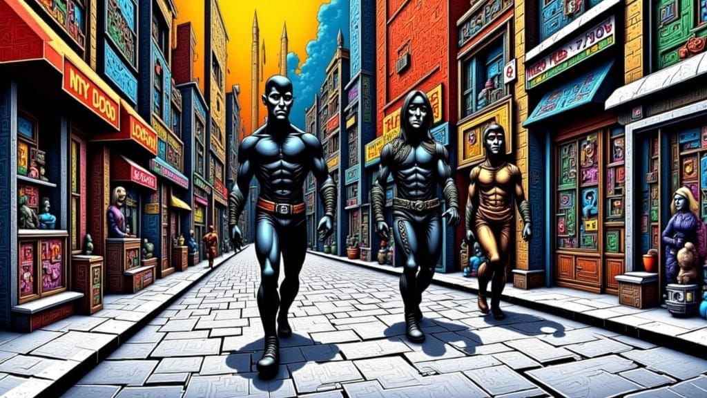 Vibrant Comic Book City Street Scene