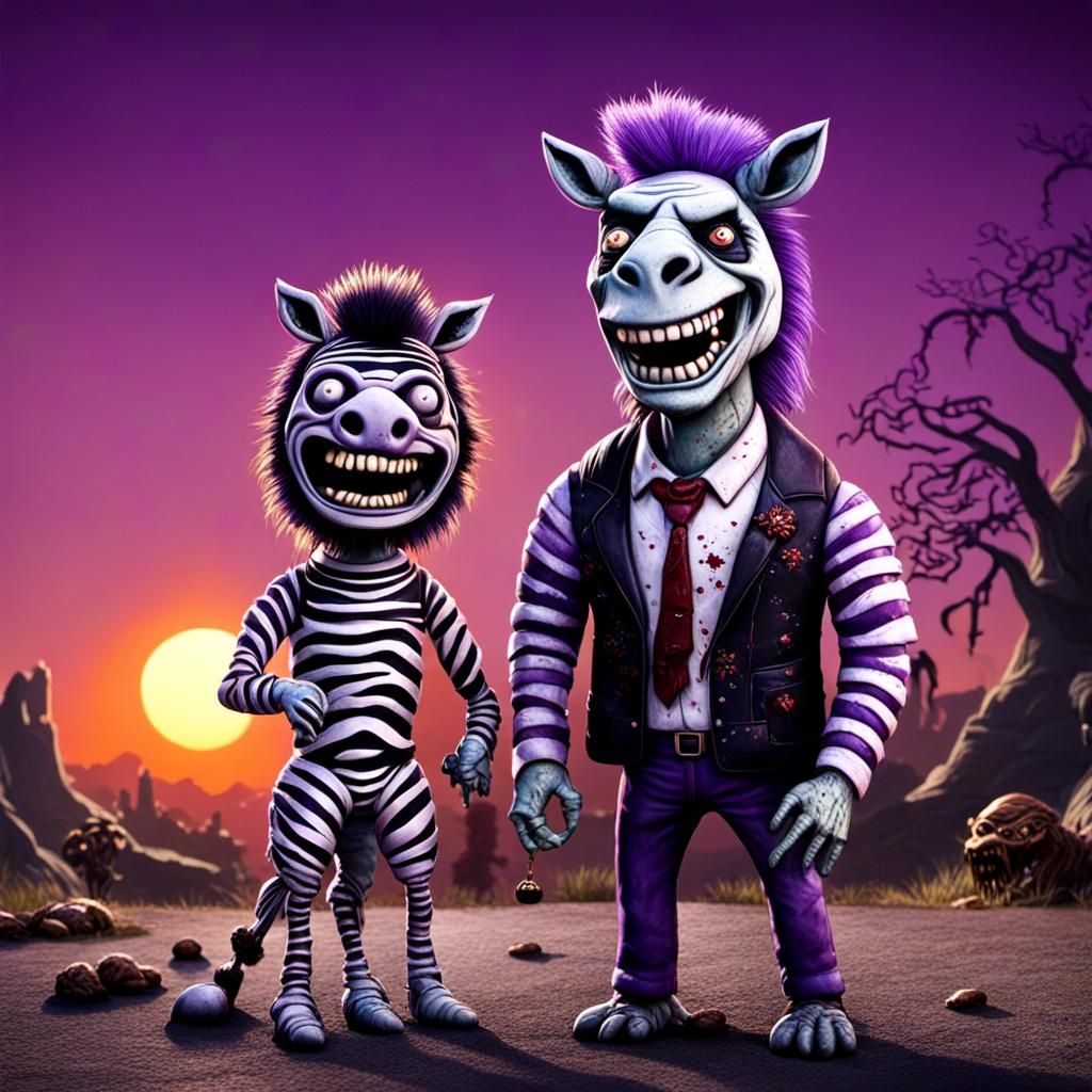 Violet Sunrise Zombie Puppet Family Revisited in Hyperrealis...