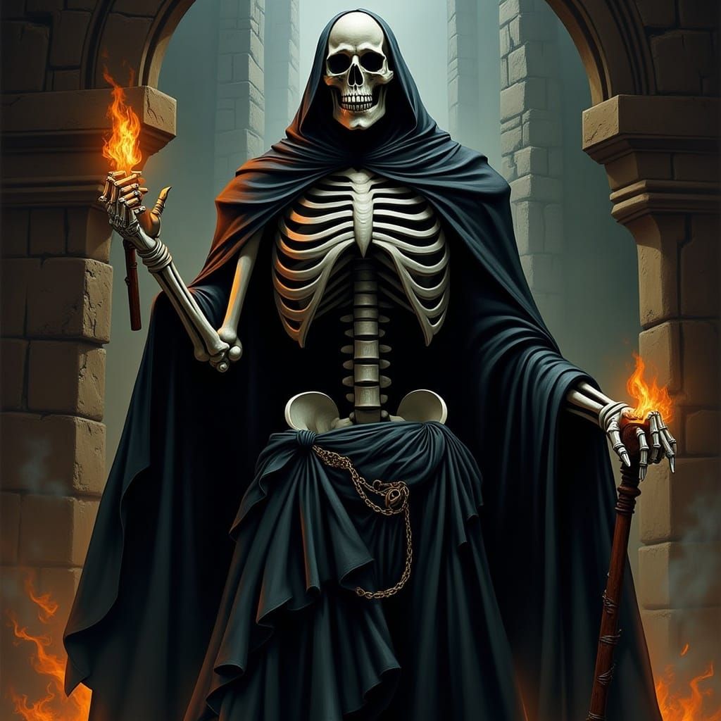 Regal Skeleton in Dark Fantasy Style