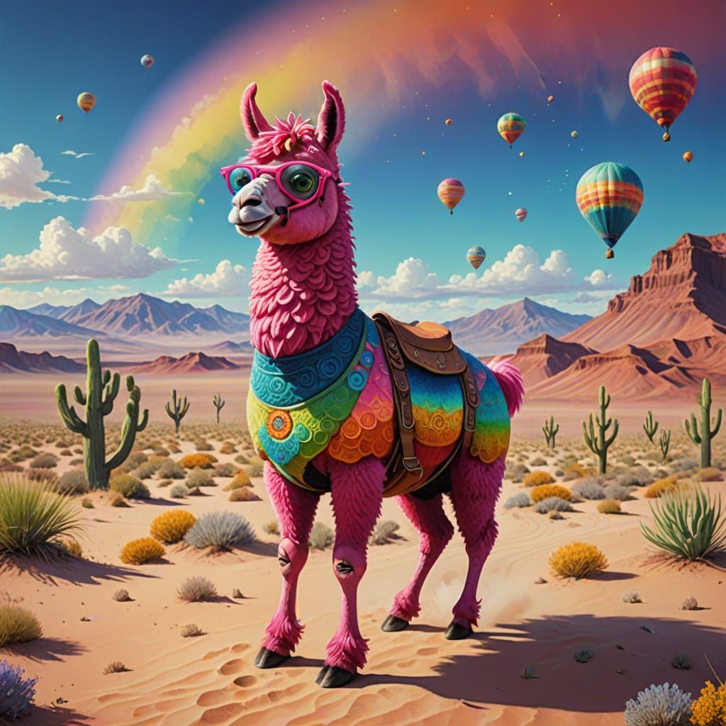 A Pink Desert Llama