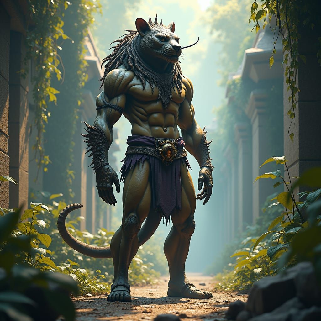 Jaguar God in Mystical Jungle Ruins