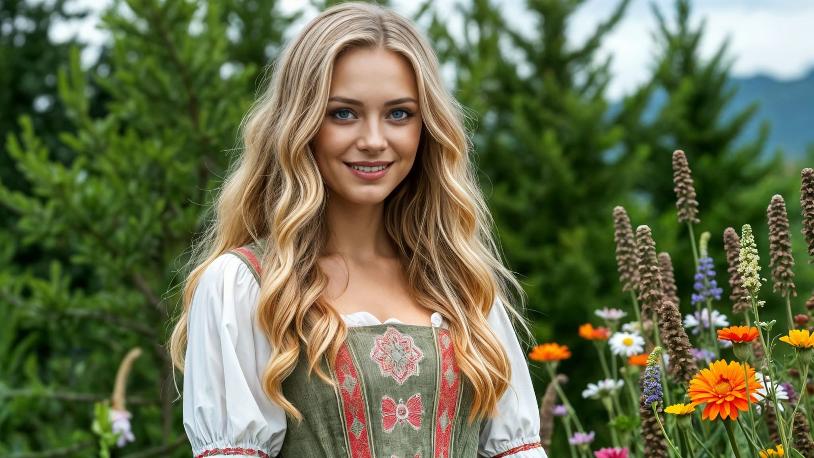 Norse Goddess in Traditional Peasant Dress