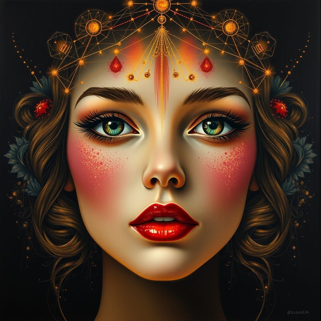 Faberge Face with Circuitry in Rotoscoped Style