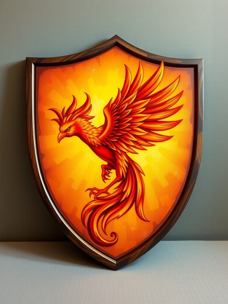 Phoenix in Elegantly Crafted Heraldic Emblem