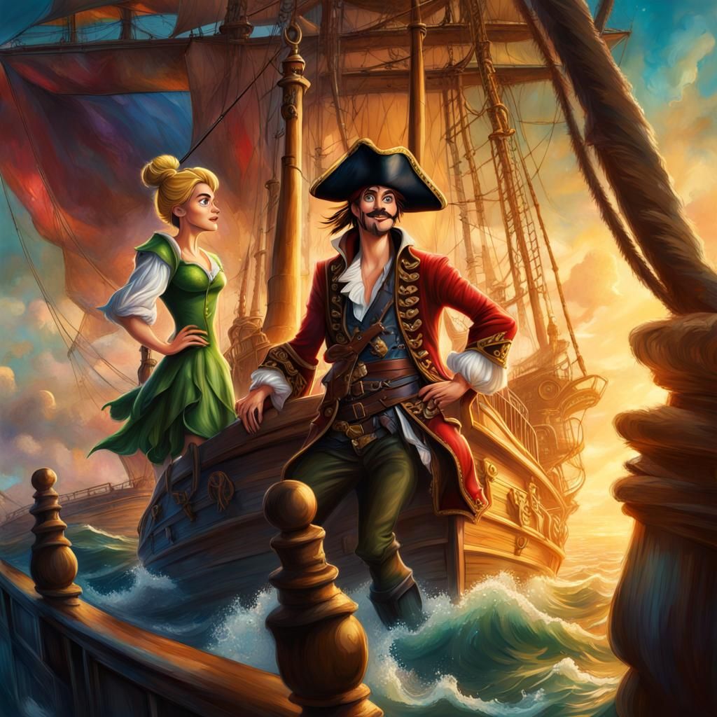 Pirate Ship with Captain Hook, Peter Pan, Tinkerbell
