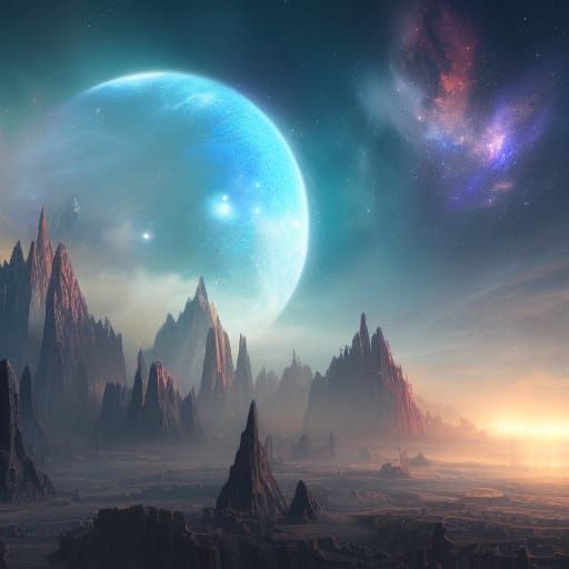 Detailed Galaxy Matte Painting in Deep Color