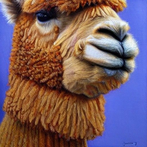 Alpaca in Sweater: Oil Painting by James Gurney