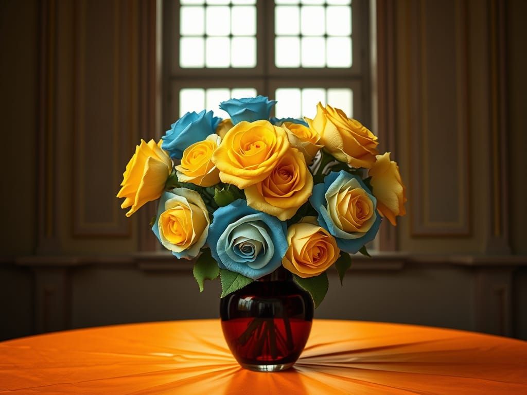 Blue and Yellow Roses