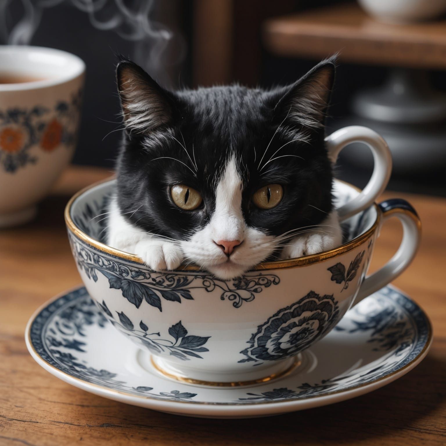Tiny Cat Nap: Hyperrealistic Teacup Dream
