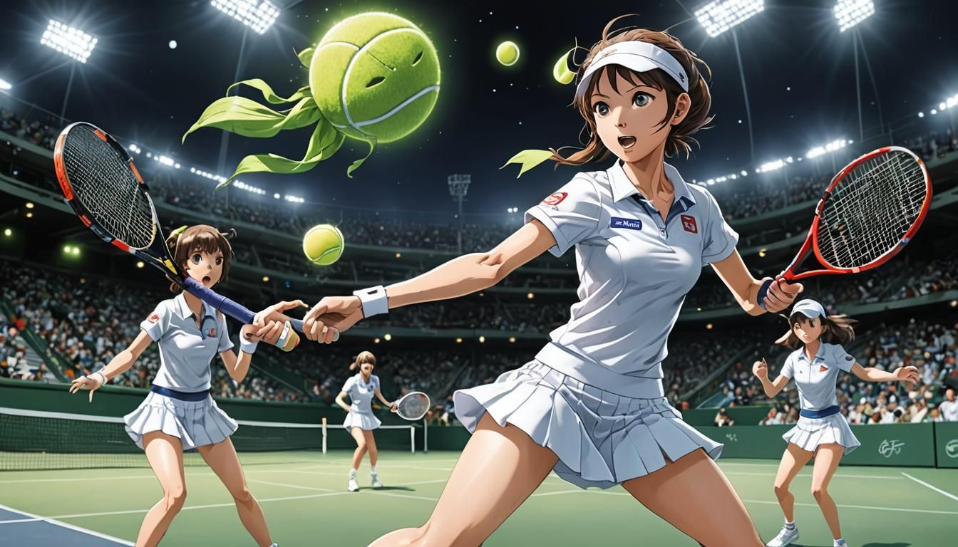 Female Alien Tennis in Action