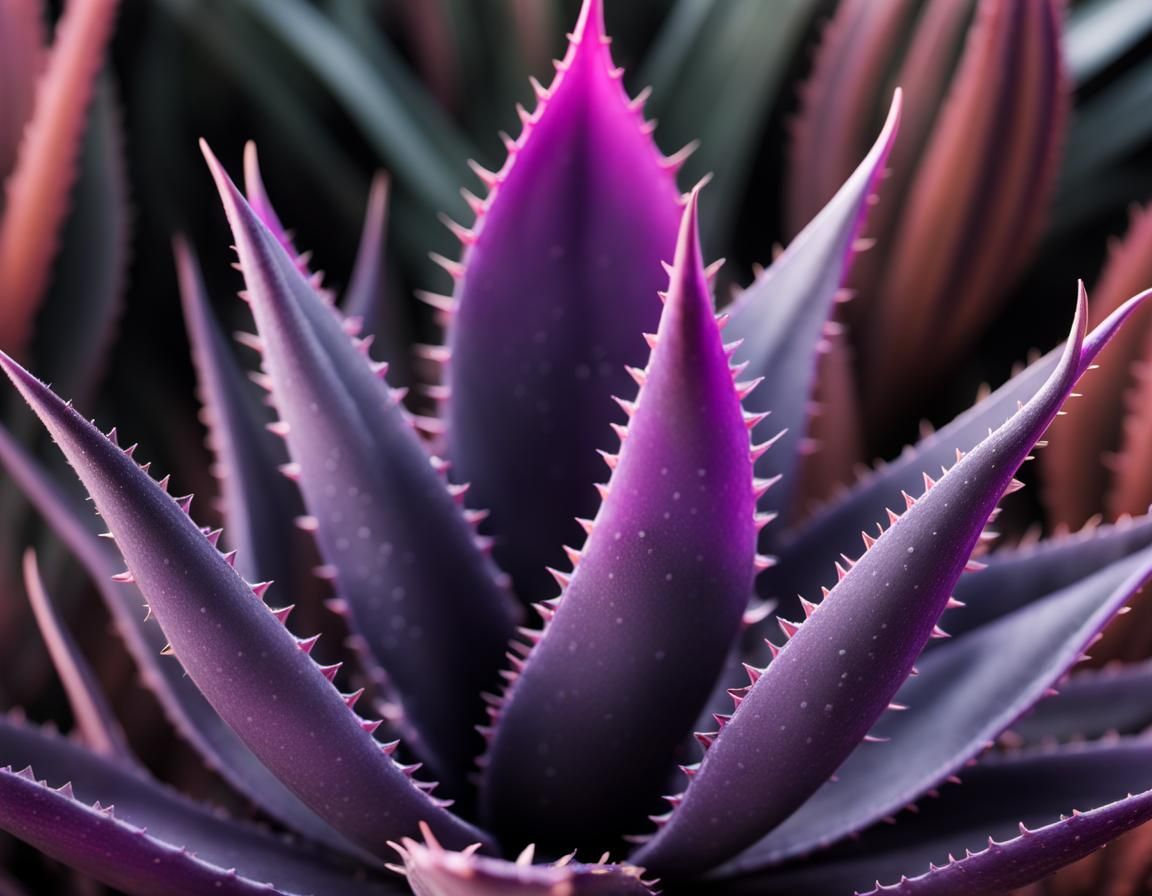 Black and Purple Aloe Vera in Cinematic Style