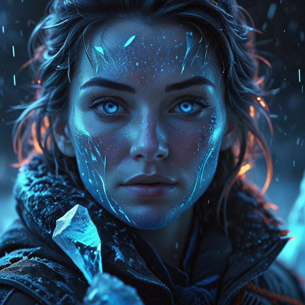 Ice-Cold Neon Tundra: A Hyper-Realistic Close-Up