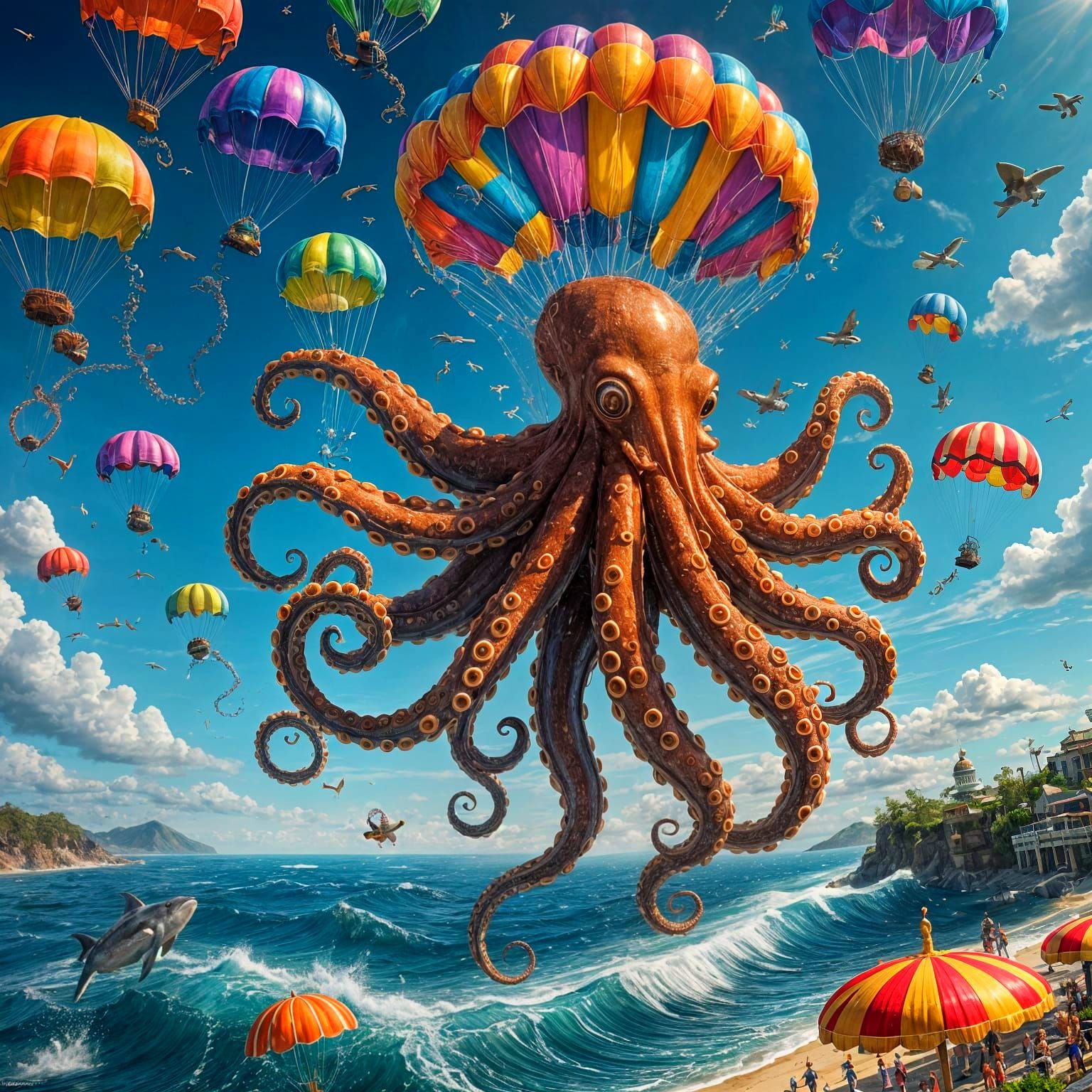 Octopus Skydiving: Fantastical Art in Deep Color