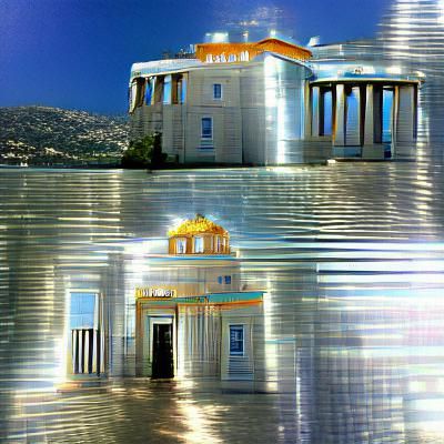 Lustrous Greek Temple in Radiant Light