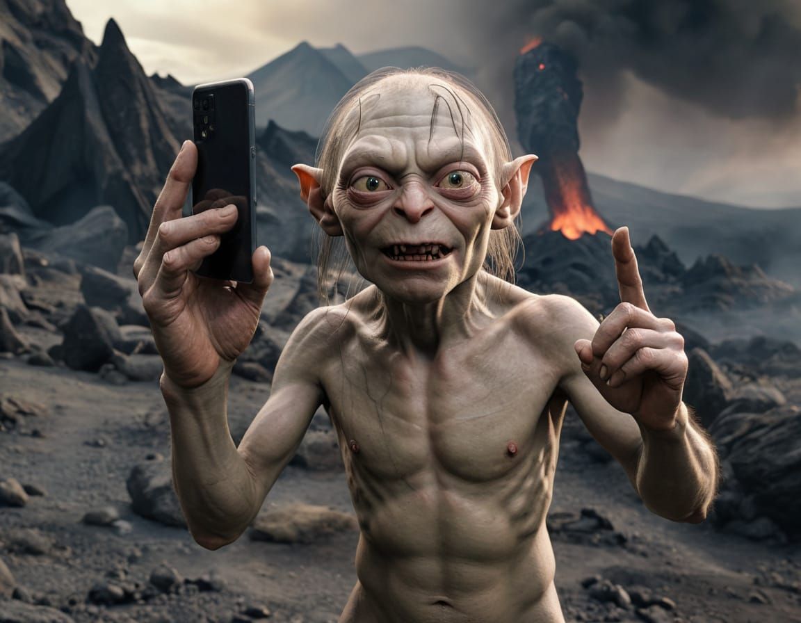 Gollum Takes a Selfie by Mount Doom in Mordor