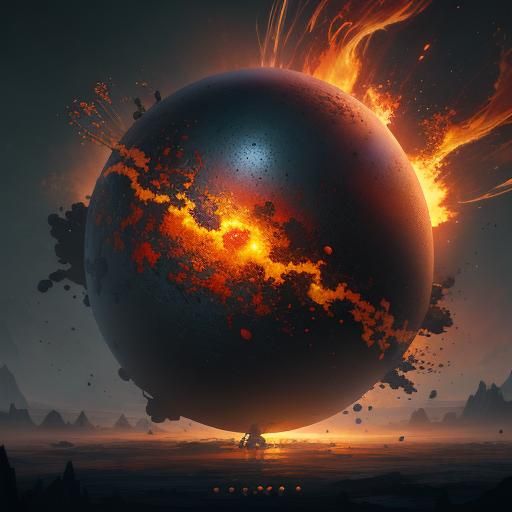 Egg in Front of Explosion: Detailed Matte Painting