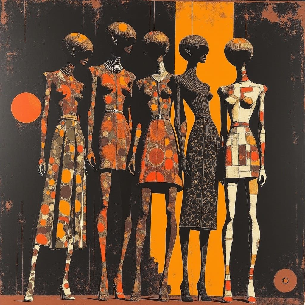 <lora:Ad70s:1.0> danse macabre; minimalism groovy