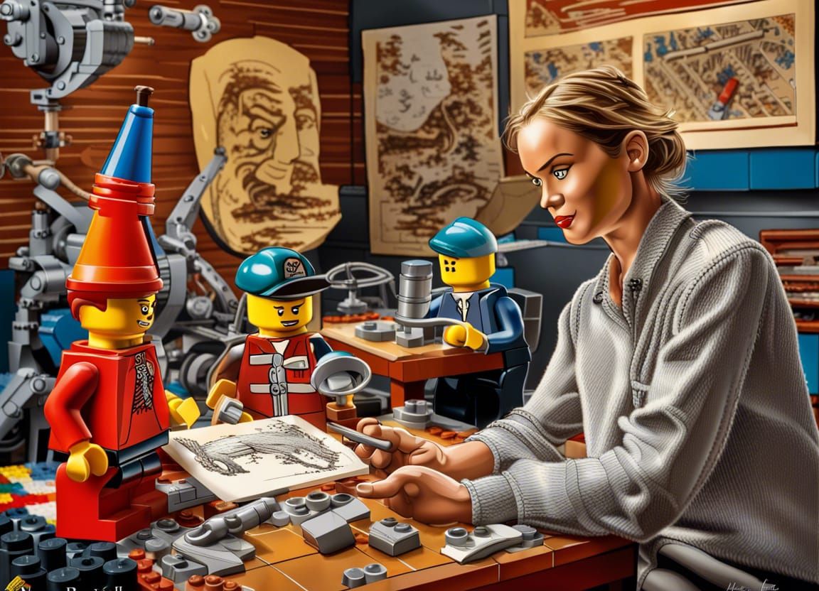 Hyperrealistic Lego Set Inspired by Norman Rockwell