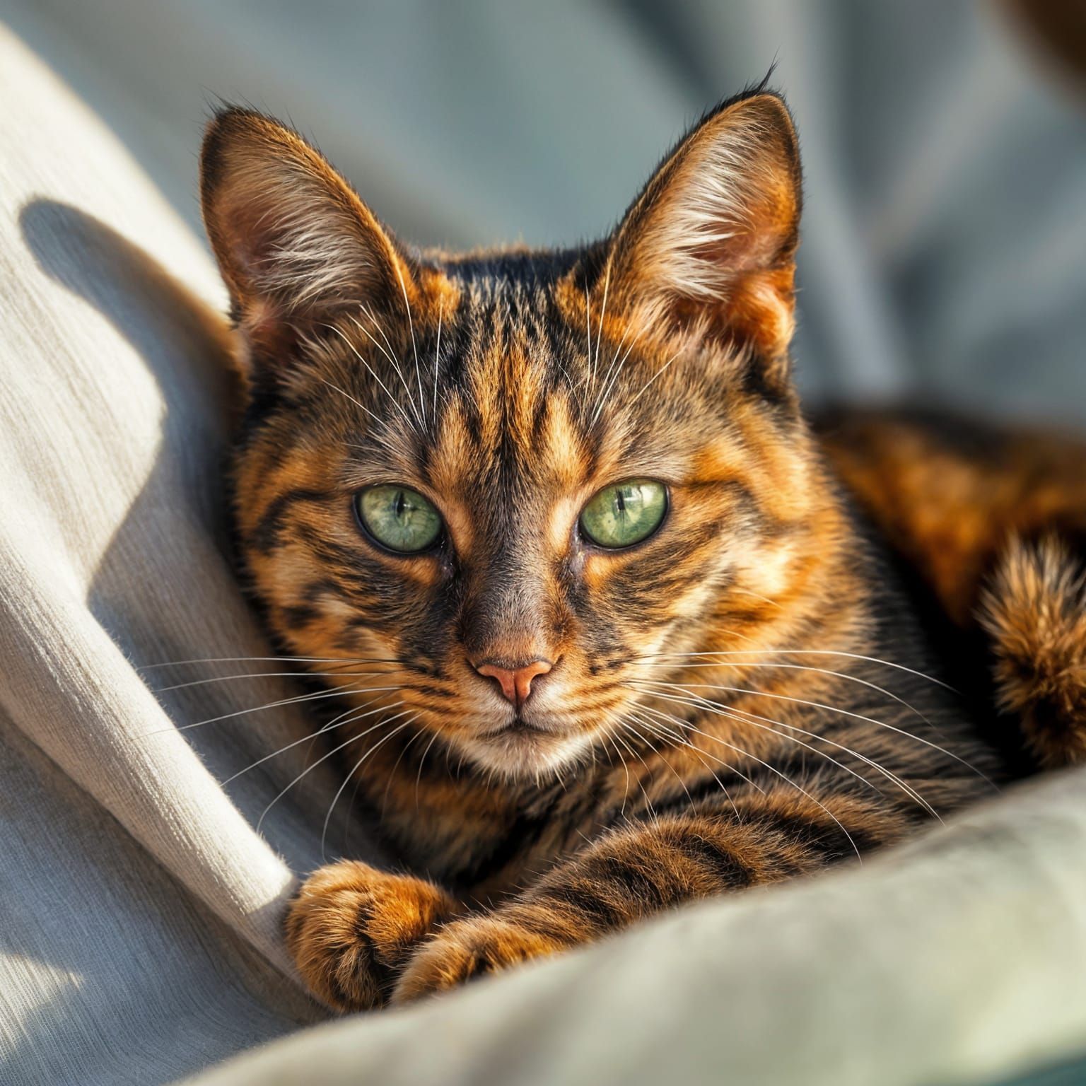 Tortoiseshell Cat at Peace in a Lap