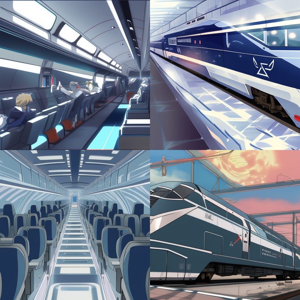 Futuristic Amtrak Locomotive in Anime Style