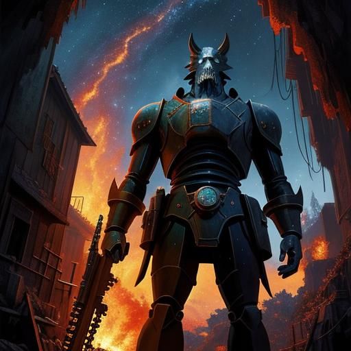 Molten Iron Starry Night Abstract Expressionism Masterpiece