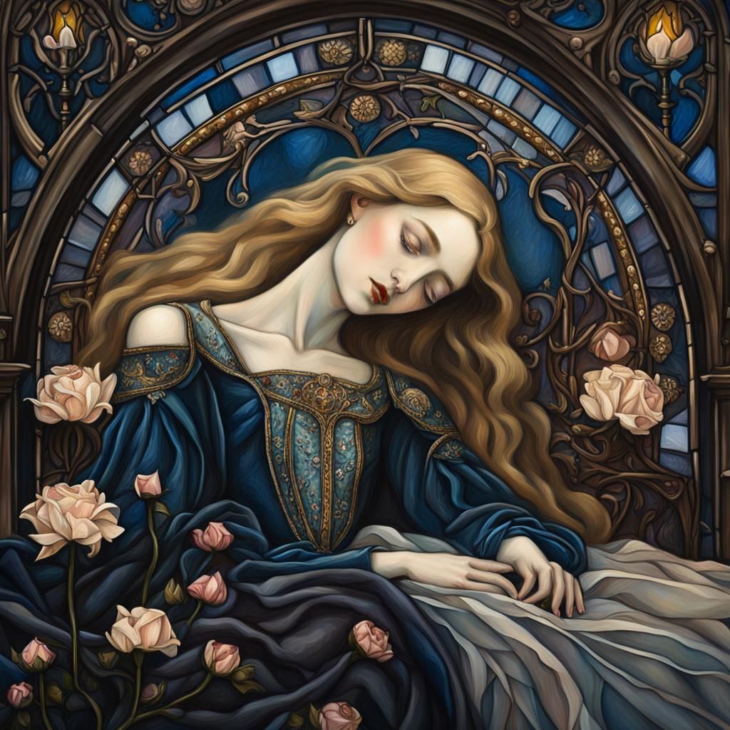 Sleeping Beauty in Gothic Romance Style