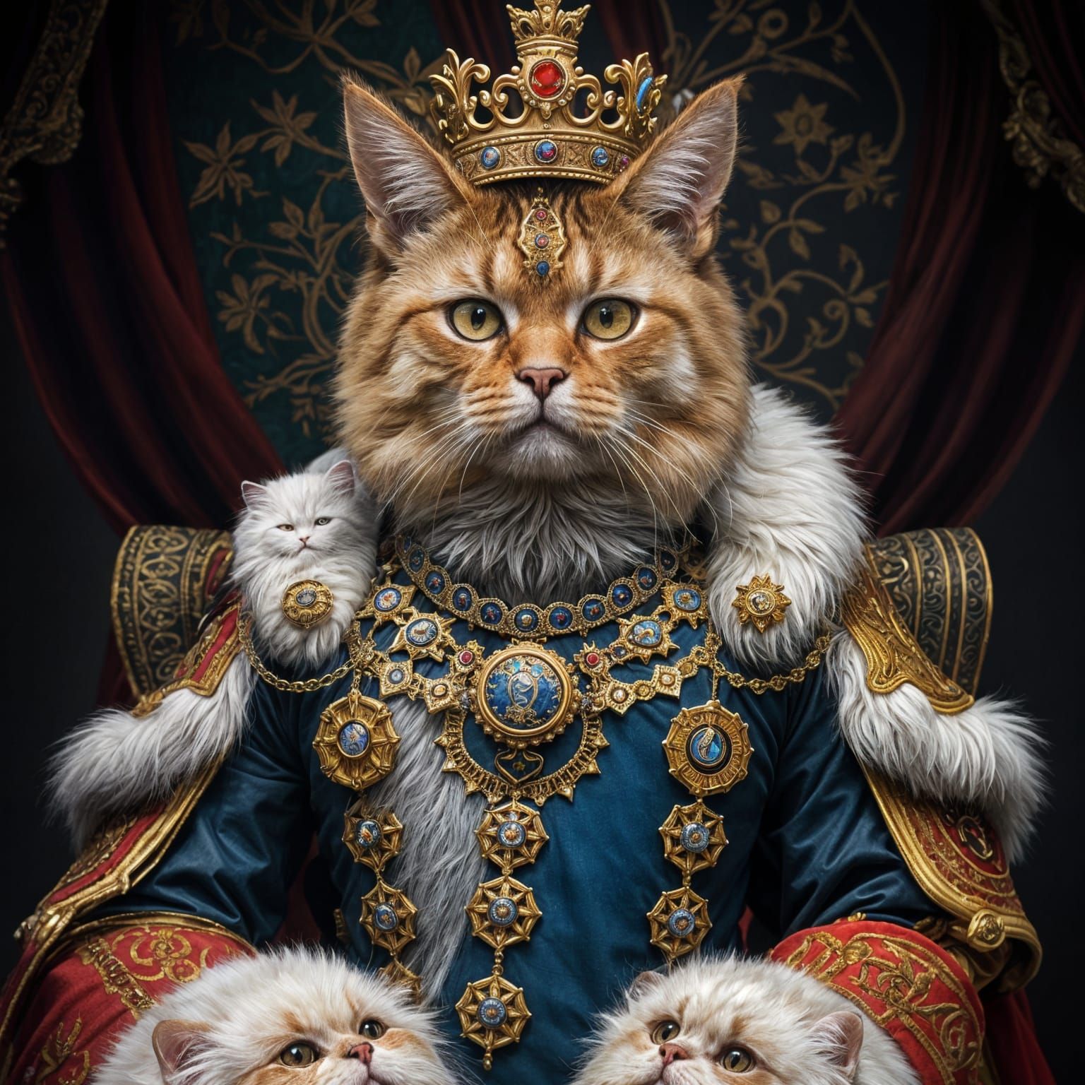 Edward the VI in Regal Splendor with Feline Majesty