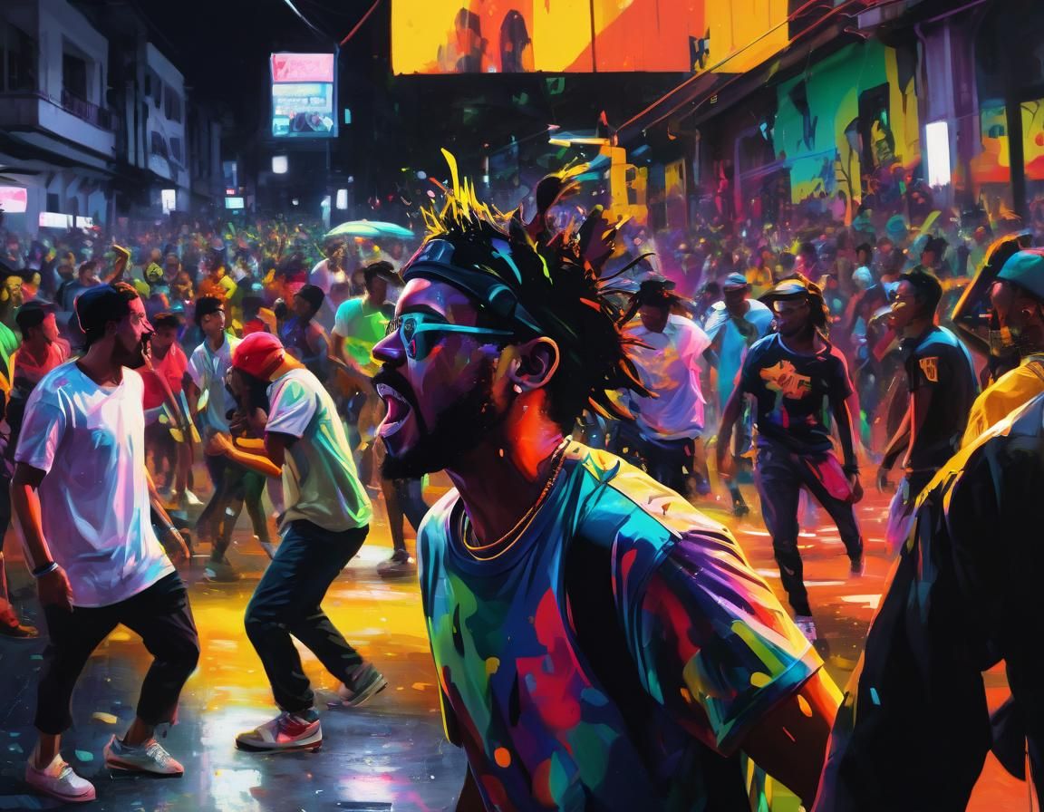Street Party Digital Painting in Street Art Style