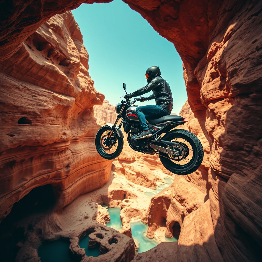 Motorcycle Daredevil Reveals Canyon Caves