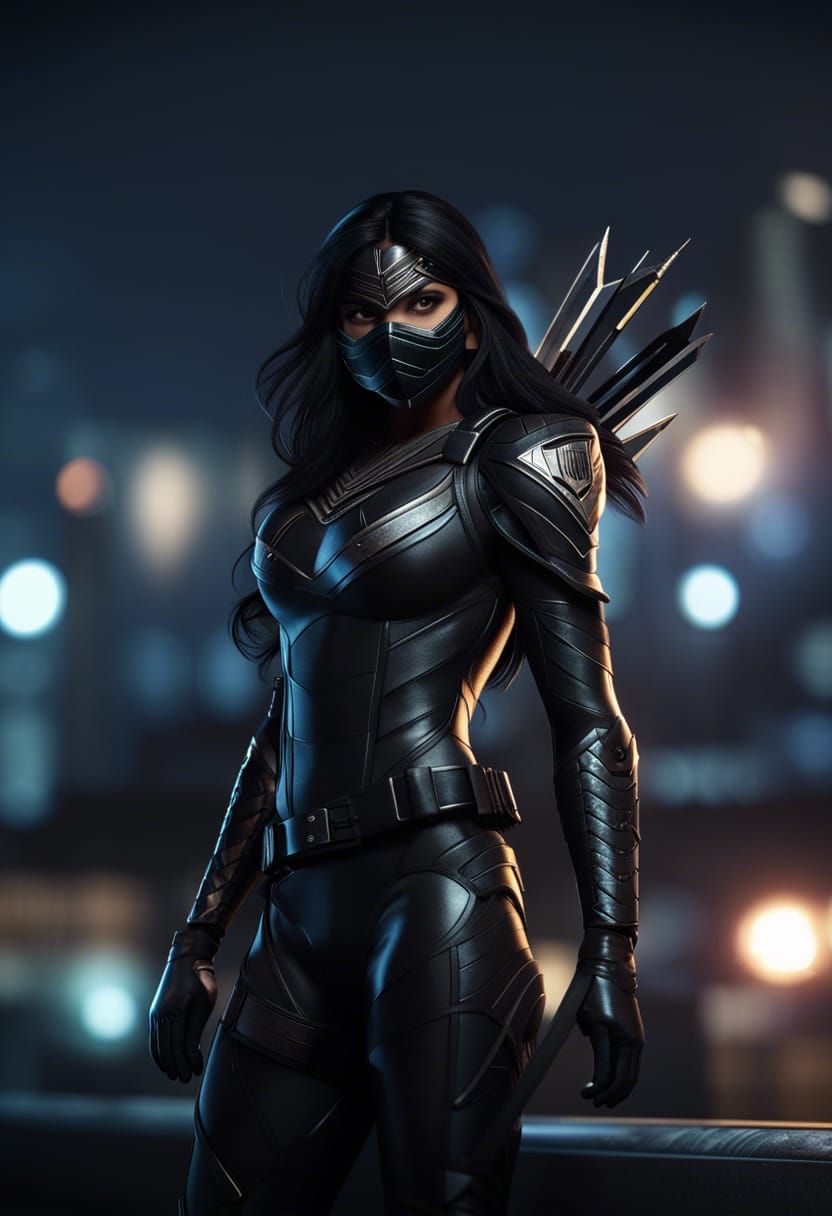 Indian Teenage Superheroine on Rooftop in Tactical Armor