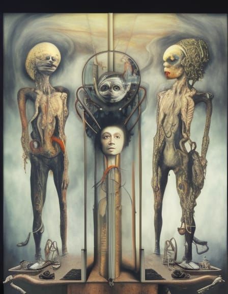 Surrealist Self-Portrait Reflecting a Wonderland Scene