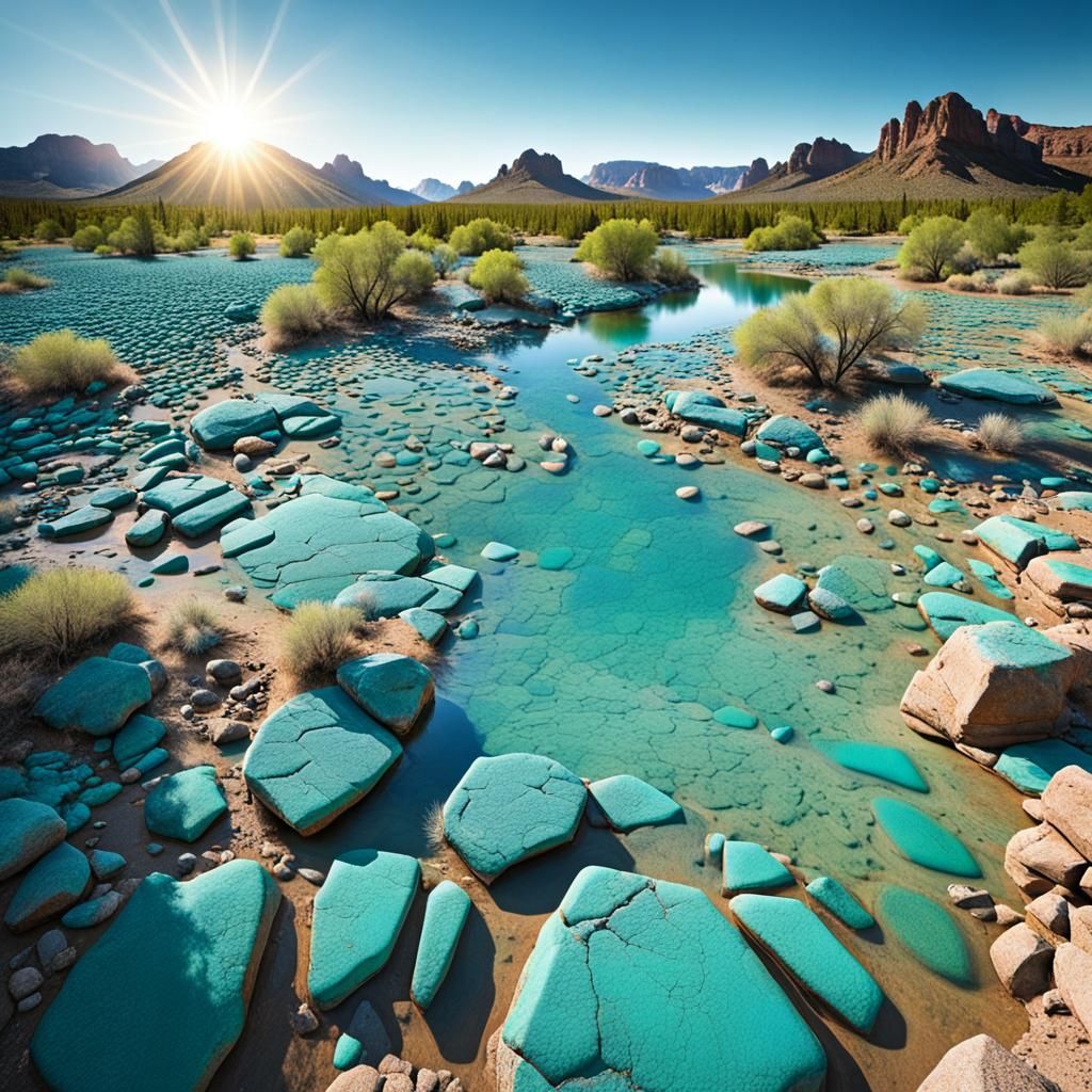 Turquoise Desert Oasis Unfolds