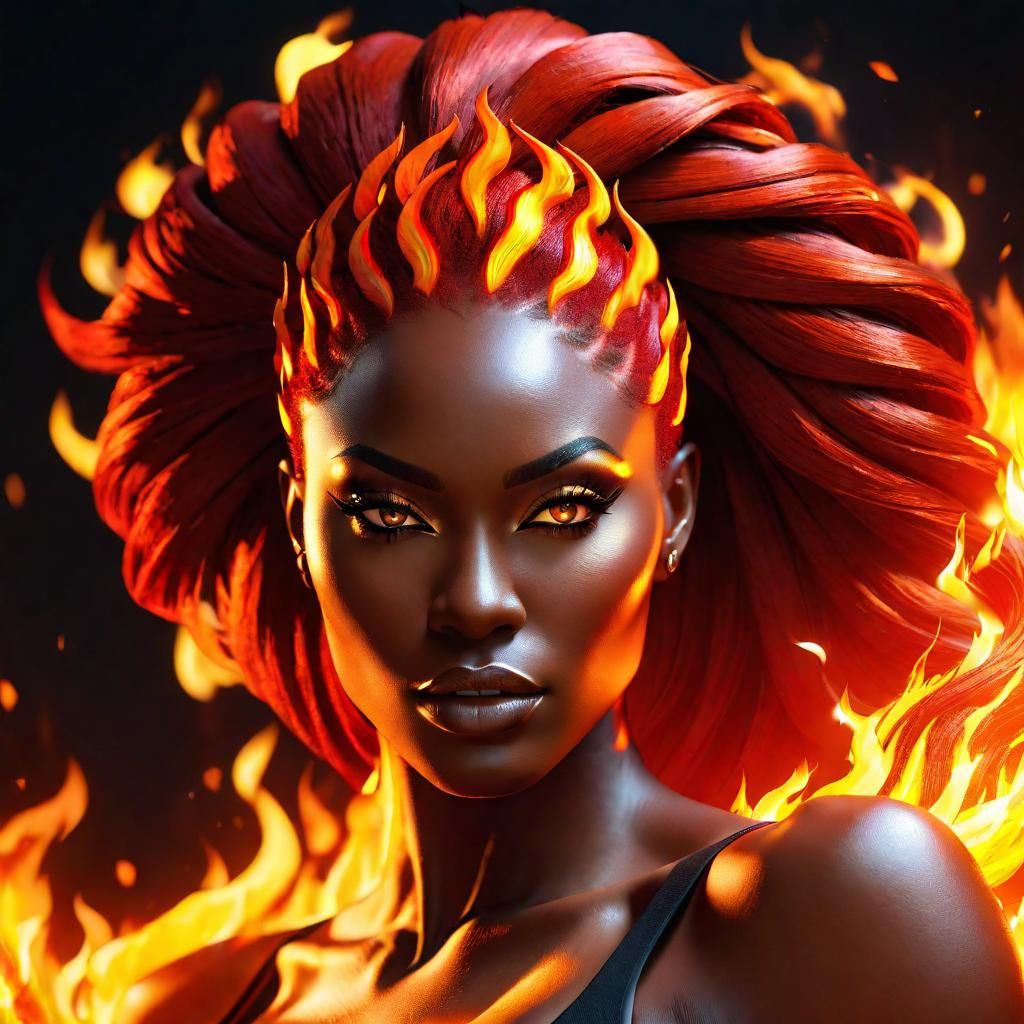 Fiery Portrait: Nigerian Woman with Flame Hair