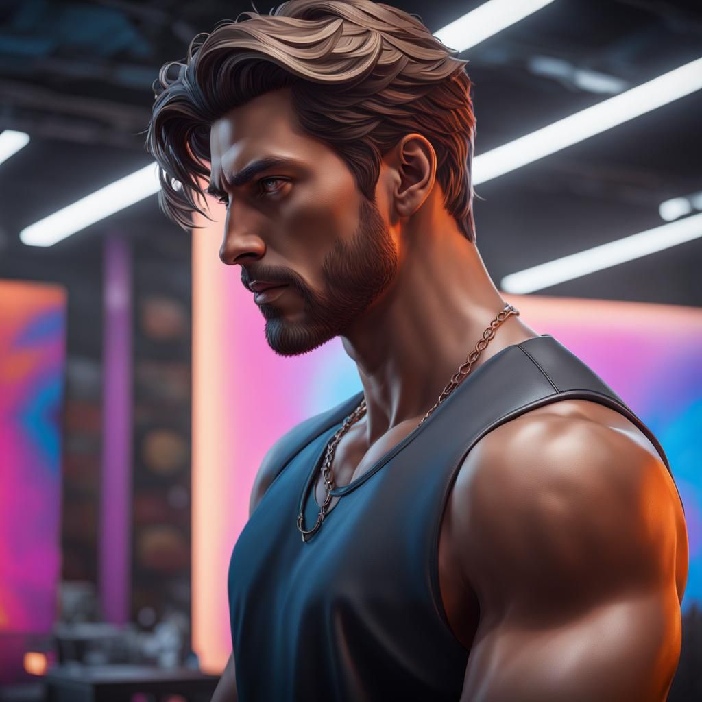 Sculptor Portrait in Hyperrealistic Digital Art Style