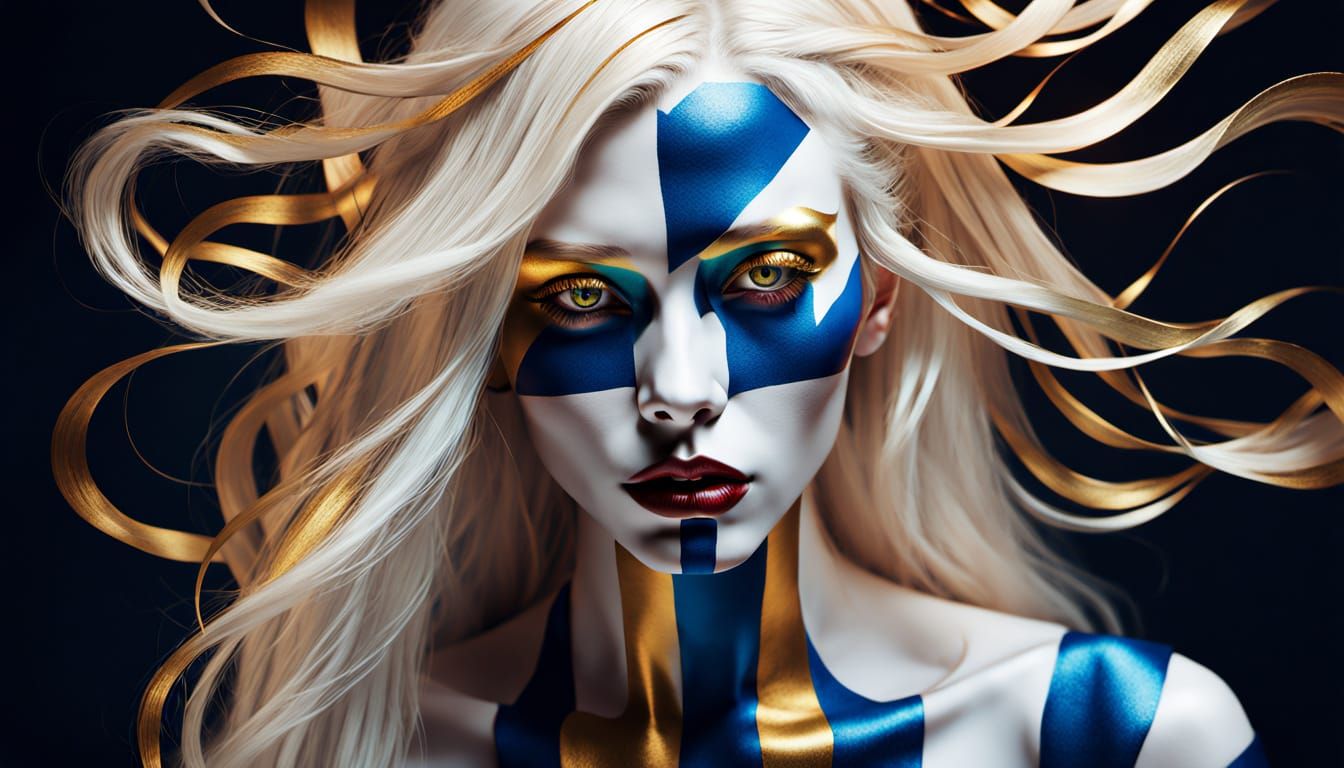 High-Contrast Portrait of a Flirty Albino Woman