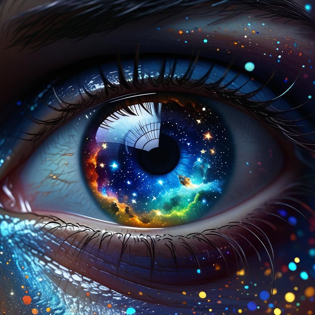 Galaxy Eye in Hyperrealistic Splash Art Style