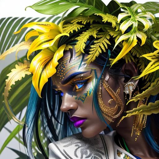 Colorful Lilies, Ferns, and Faces in Vivid Detail