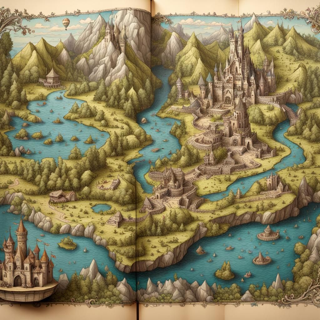 Fairyland Map Illustration for Toddler's Fantasy Book