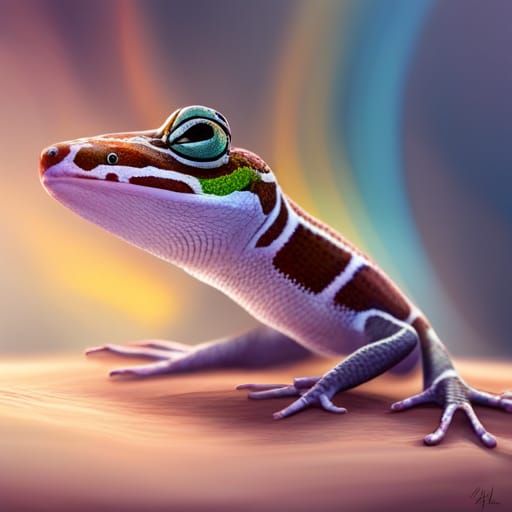 Hyperrealistic Wedge Gecko in Splash Art Style