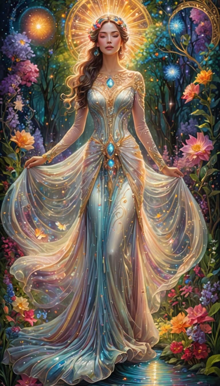 Ethereal Woman in a Surreal Garden