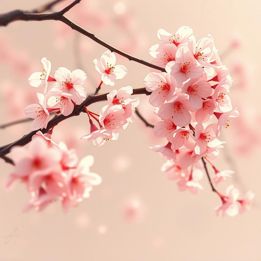 Ethereal Hologram of Cherry Blossoms in Bloom