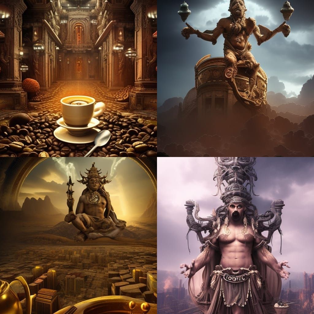 Epic Coffee God Digital Matte Painting