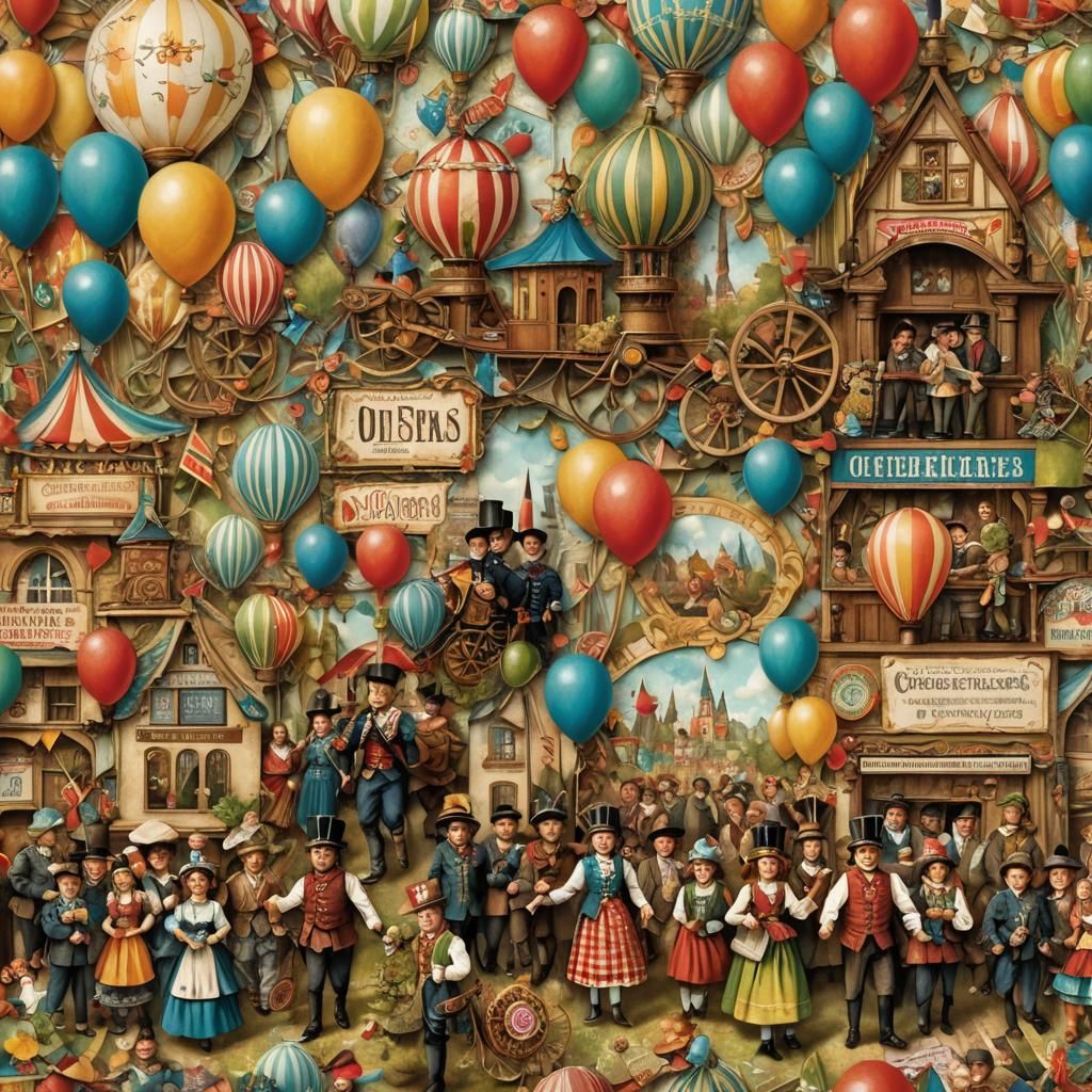 Oktoberfest Parade as Vintage Digital Scrapbook Art