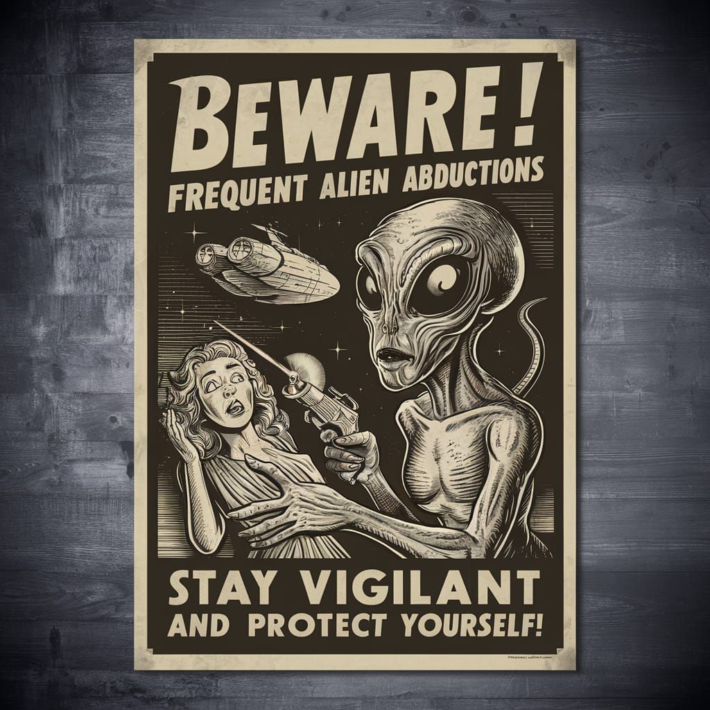 Vintage Sci-Fi Alien Poster with Suspenseful Tone