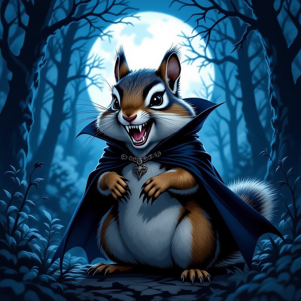 Chipmunk Vampire in Gothic Forest