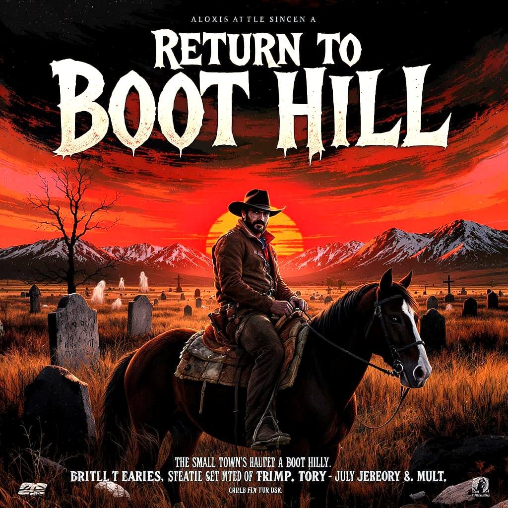 Cowboy on Horse in Haunted Graveyard Cinema Poster